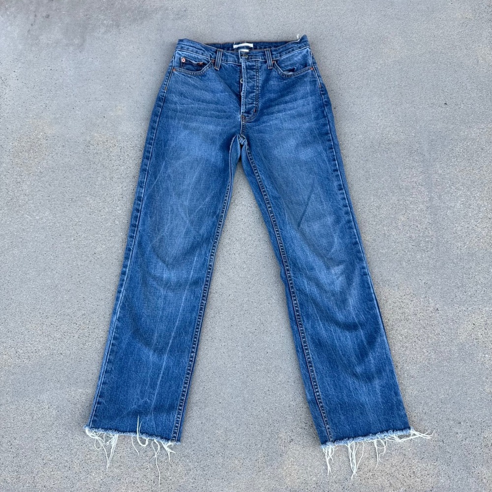 Comune Thrift High Rise Straight Leg‎ Jeans Blue Button Fly 26